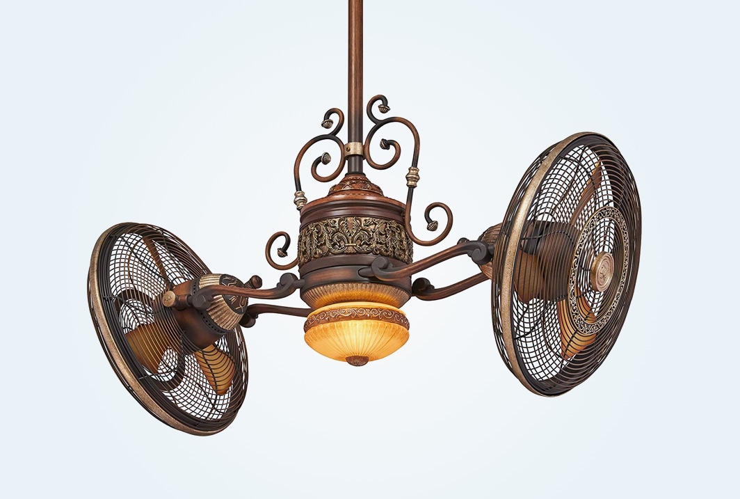 Fan Bronze Ornate Steampunk Interior, Vintage Style Ceiling Fan With Light