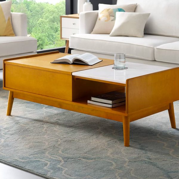 51 Marble And Faux Coffee Tables, Manor Park Mid Century Modern Coffee Table With Storage Multiple Finishes