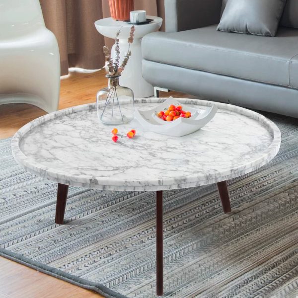 51 Marble And Faux Coffee Tables, White Rounded Edge Coffee Table