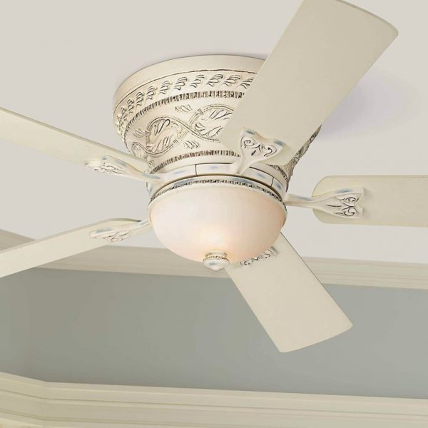 Rustic White Ceiling Fan With Light Off, Rustic White Ceiling Fan