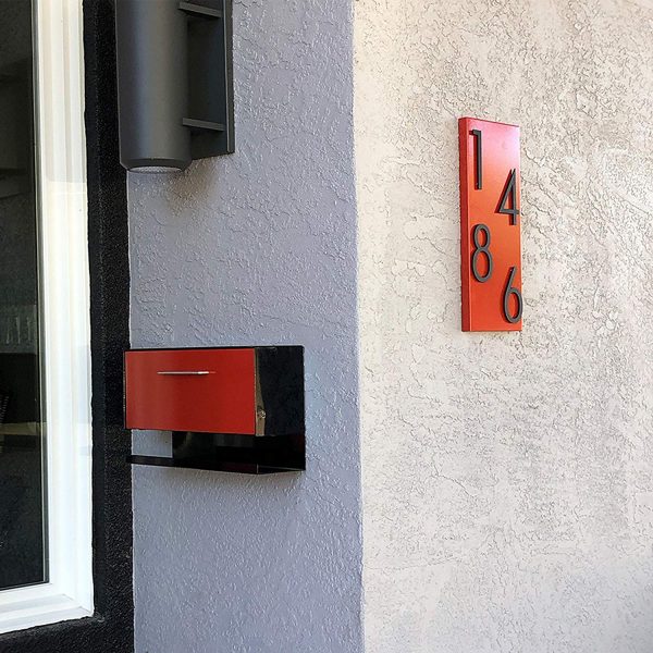 Plaque One Number Square Concrete with Grey Acrylic Modern House Numbers