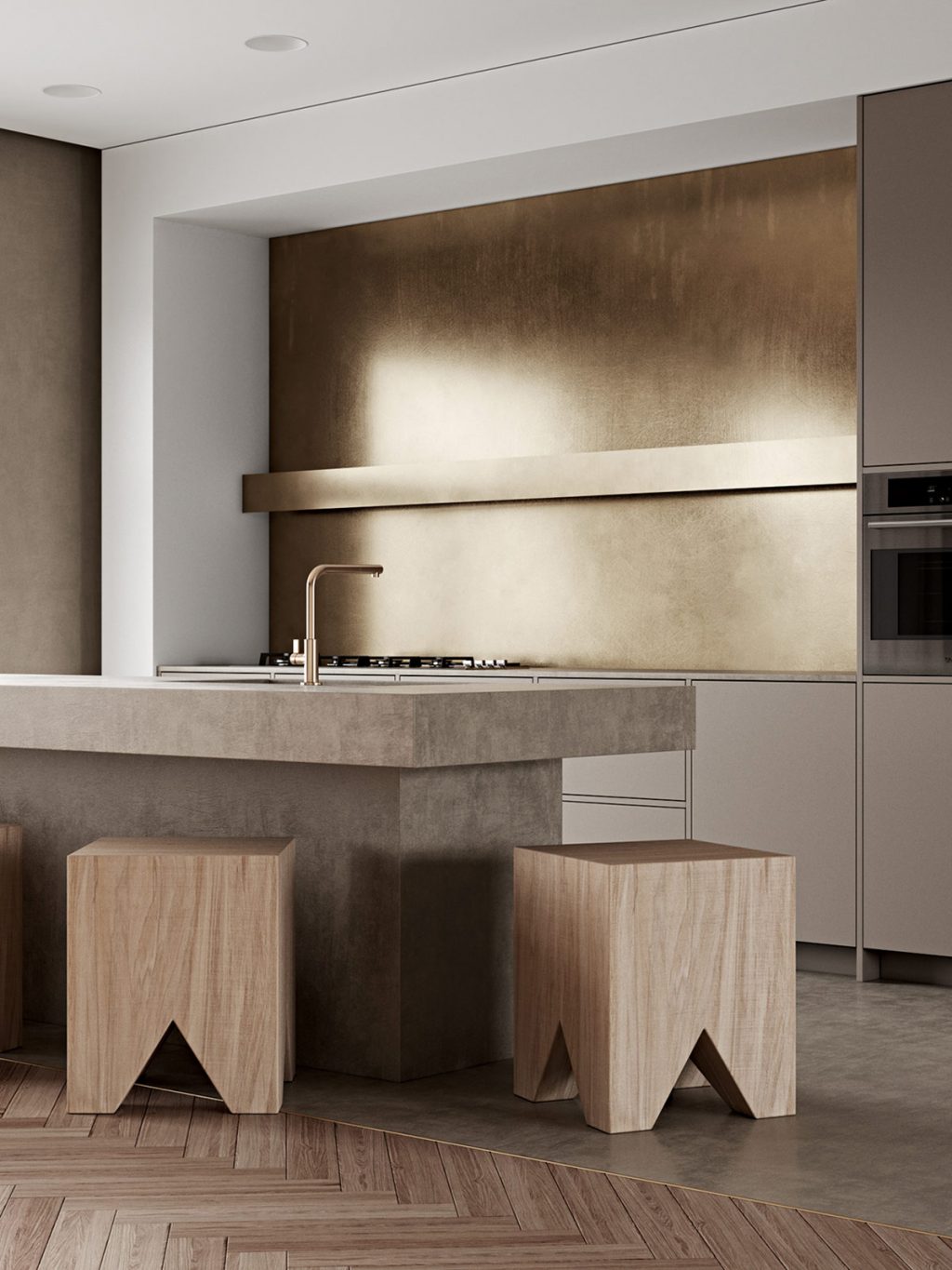 gold backsplash | Interior Design Ideas