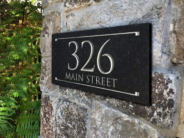granite 3" x 6" Elegant Oval House Number Sign wood address sign -H marble 