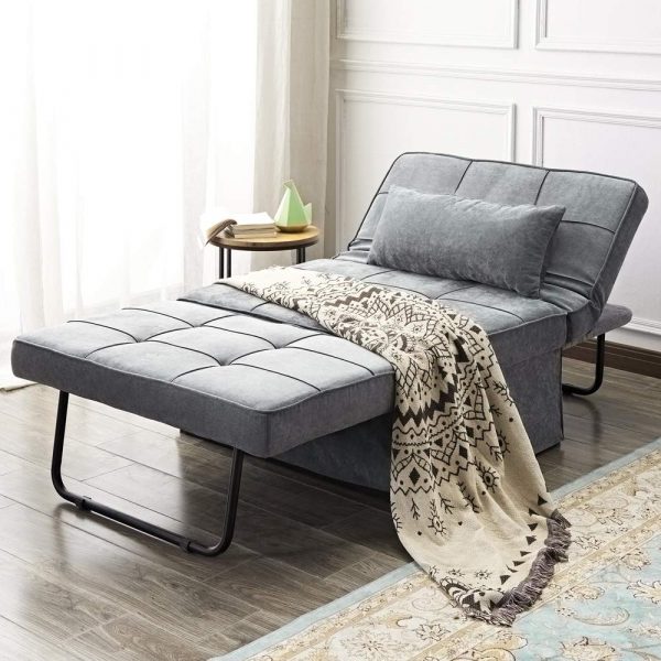 Gray Twin 6x36x70 Flip Chair Folding Foam Beds Foldable Sofa bed 