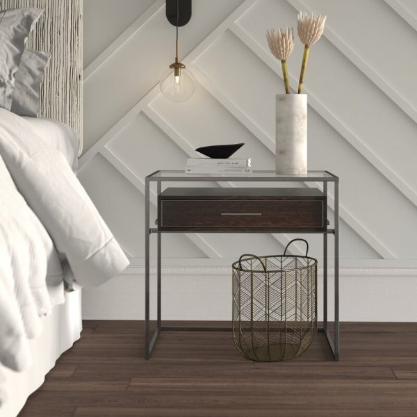 51 Bedside Tables That Blend, Faux Leather Bedside Tables With Glass Top