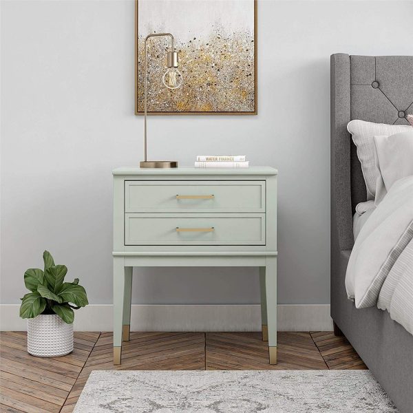 51 Bedside Tables That Blend, Textured Gold Accent Bedside Table