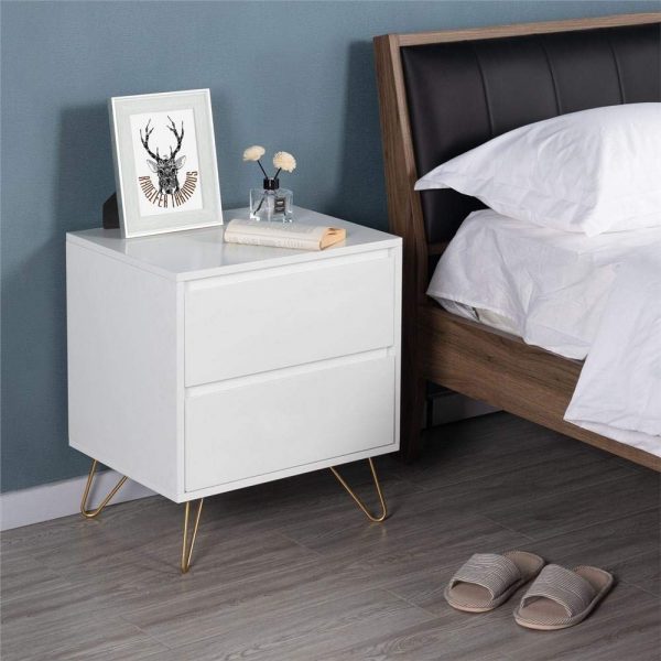 51 Bedside Tables That Blend, Textured Gold Accent Bedside Table