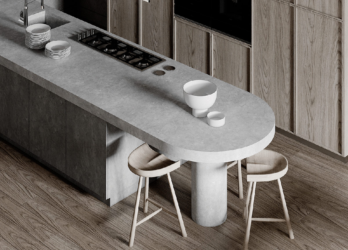 concrete kitchen bar   Interior Design Ideas