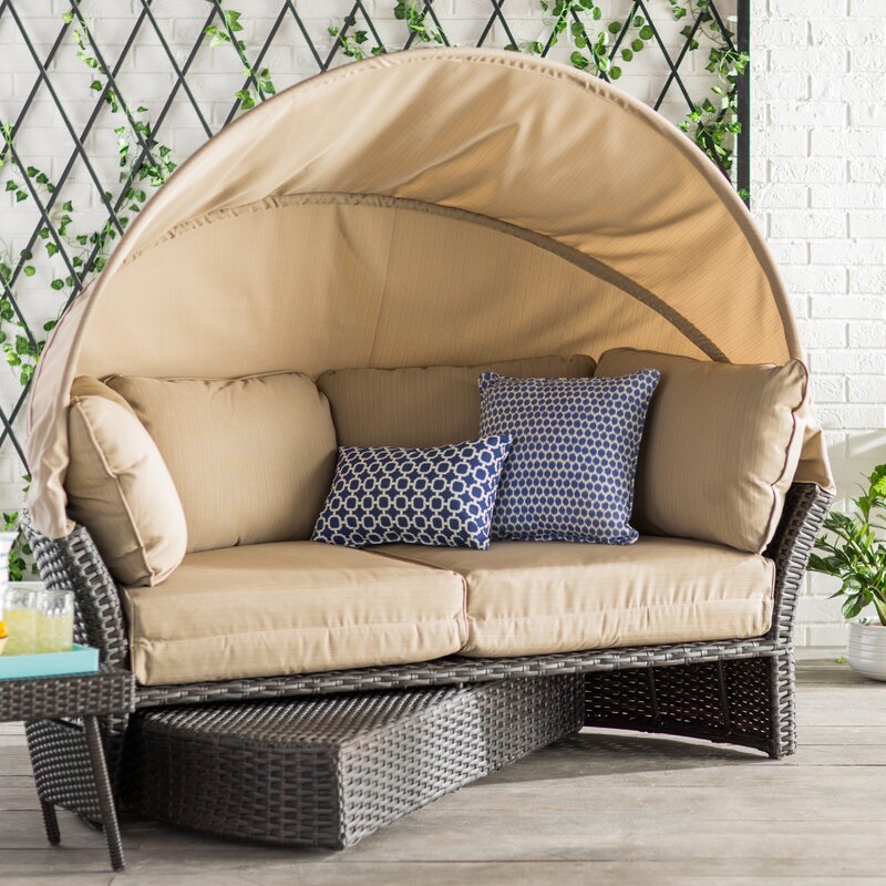 Convertible Canopy Outdoor Patio Daybed, Outdoor Furniture With Canopy