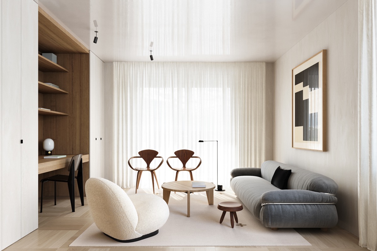 mid century modern minimalist home interiors & furniture ideas
