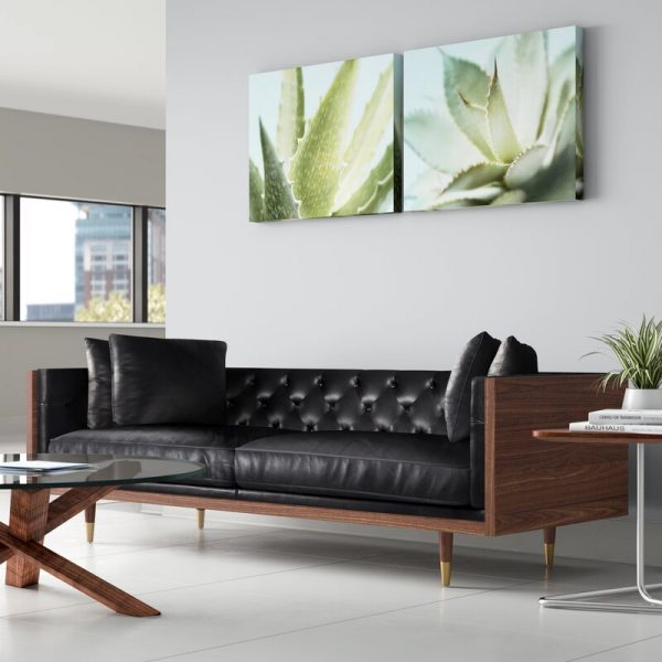 51 Leather Sofas To Add Effortless, Leather Sofa With Wooden Trim
