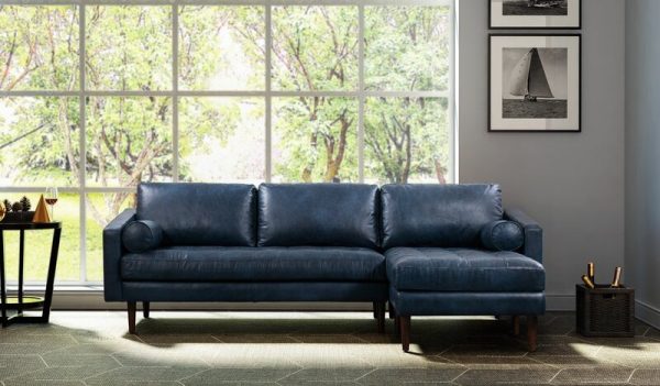 51 Leather Sofas To Add Effortless, Navy Blue Leather Living Room Furniture
