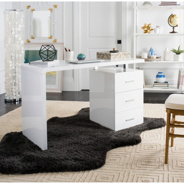 51 White Desks To Brighten Your, Contemporary White Desk With Drawers