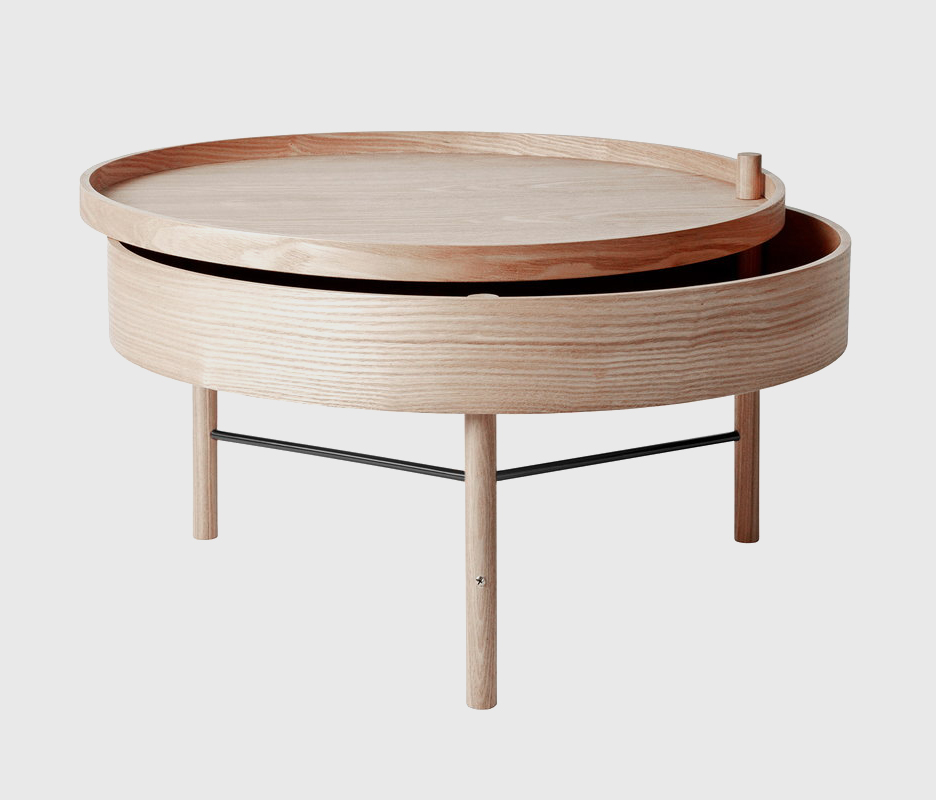 Round Wood Coffee Table With Storage, 3 Legs Round Coffee Table With Storage
