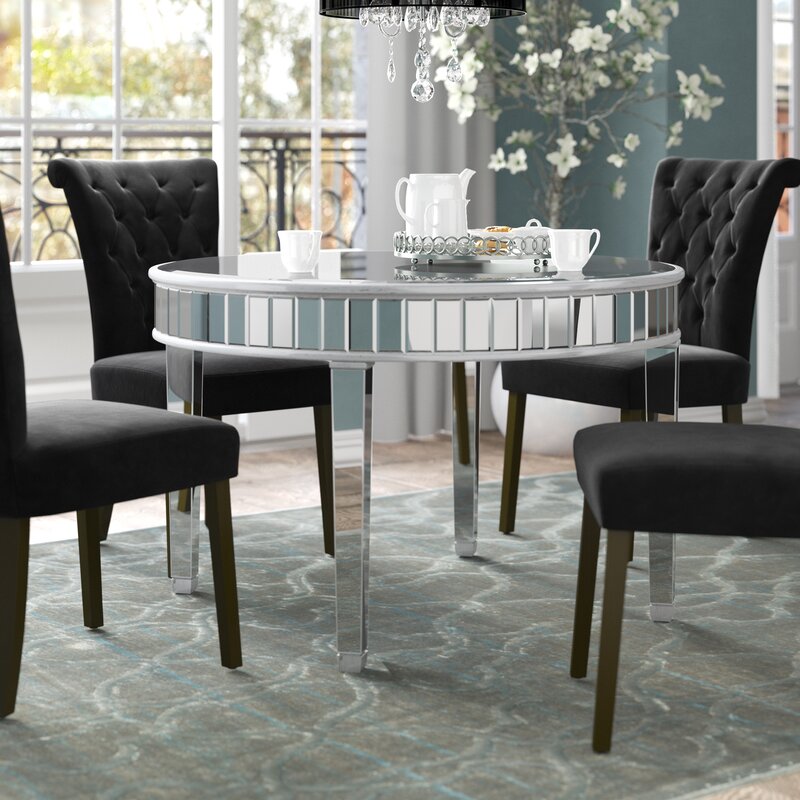Small Mirrored Dining Table With Silver, Mirror Dining Room Set