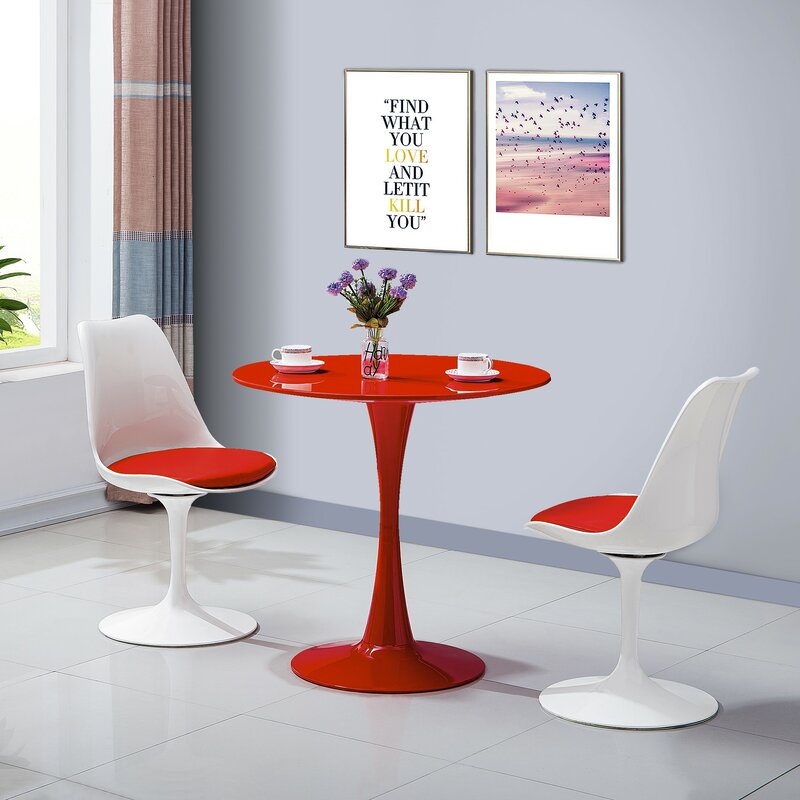Small Red Dining Table Contemporary, Red Round Table