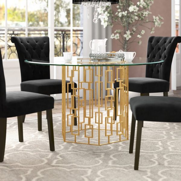 51 Pedestal Dining Tables That Offer, Cmi Ledo Round Glass Dining Table With Palm Tree Pedestal Base