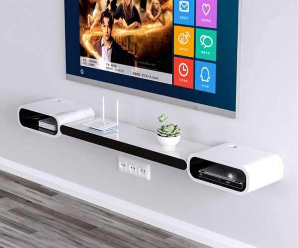 51 Floating Tv Stands To Binge Your, White Tv Stand With Rounded Corners