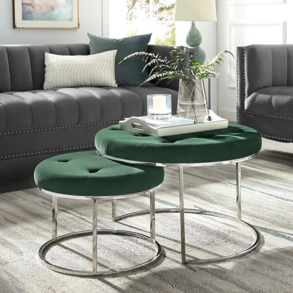 51 Tufted Ottomans And Stools That, Round Cushion Ottoman Coffee Table