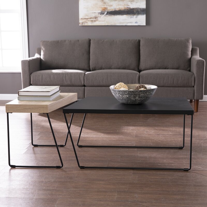 Sled Legs Modern Tiny Living, Small Black Rectangle Coffee Table