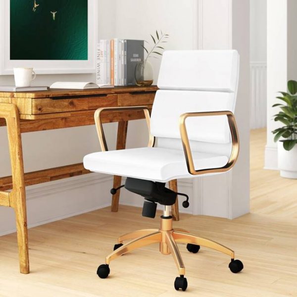 51 White Office Chairs To Brighten Your, White Wooden Desk Chair With Wheels