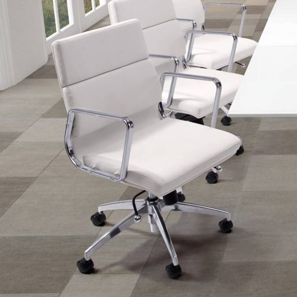 51 White Office Chairs To Brighten Your, White Leather Reception Chairs