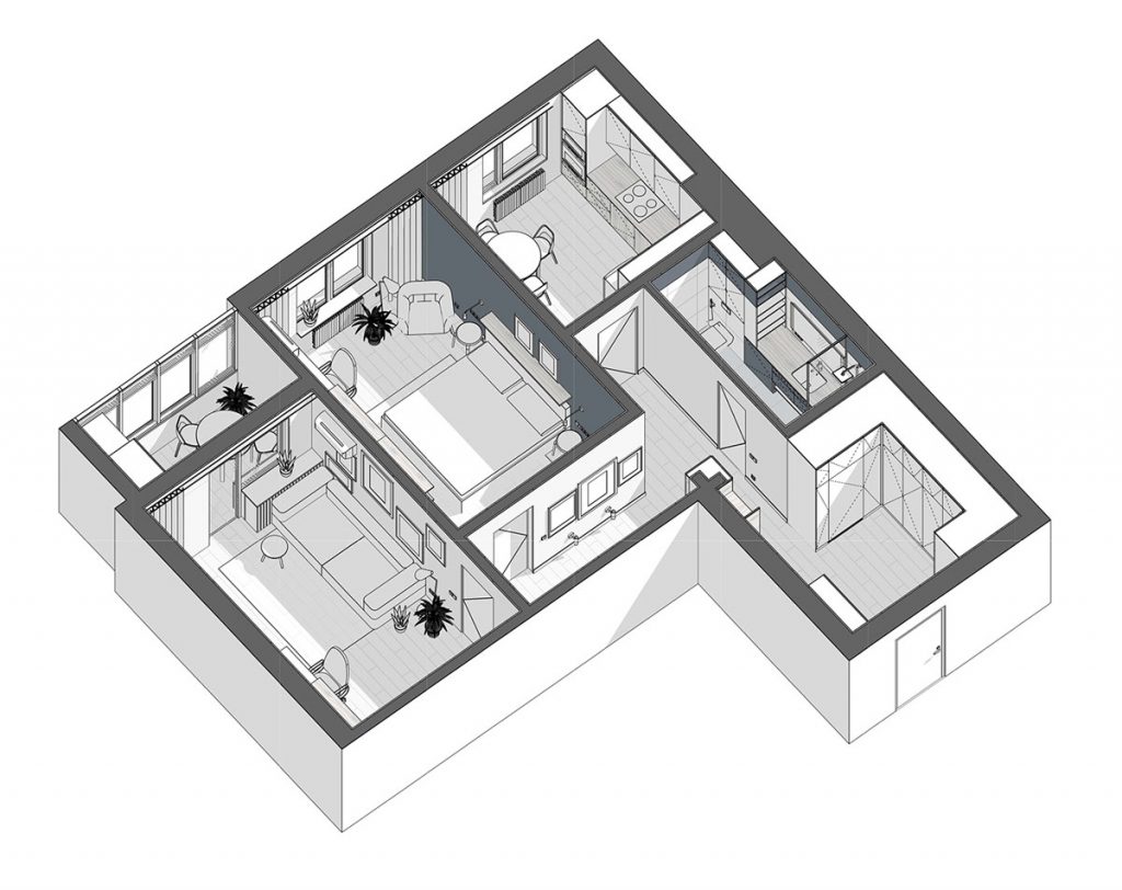 3D perspective plan | Interior Design Ideas
