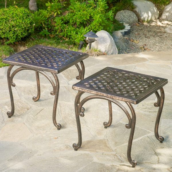 51 Outdoor Side Tables That Will Add, Black Rod Iron Outdoor Side Table