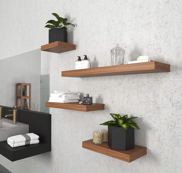 51 Floating Shelves To Reinvigorate, Two Tone Floating Shelves For Bathrooms