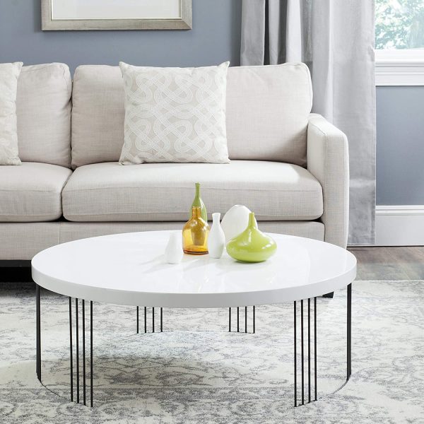 طاولات قهوة بيضاء لغرفة المعيشة Modern-white-lacquer-coffee-table-unique-black-wire-base-artistic-contemporary-furniture-ideas-600x600