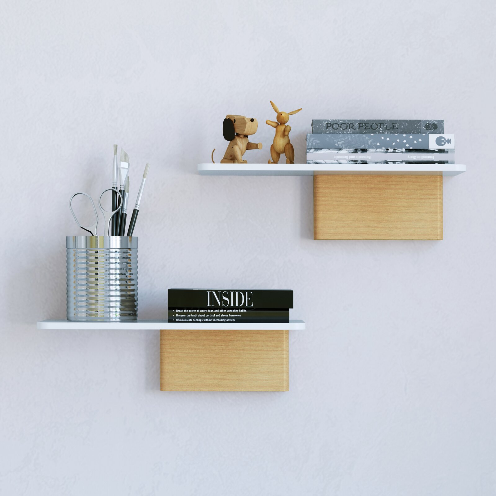 Unique Modern White Floating Shelf With, Scandinavian Wood Shelves