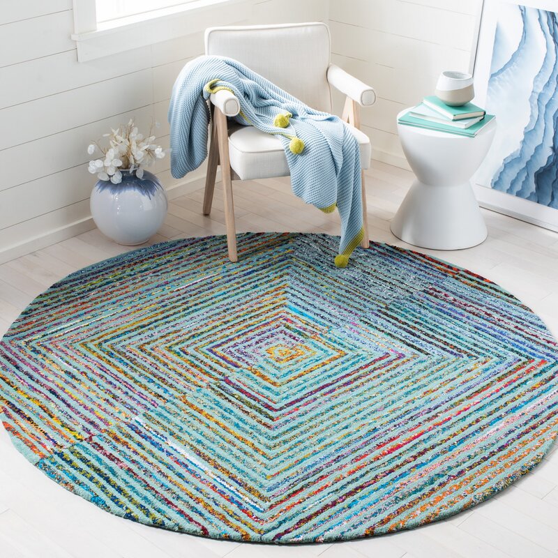 6 Feet Multicolor Turquoise Teal Round, Turquoise Round Rug