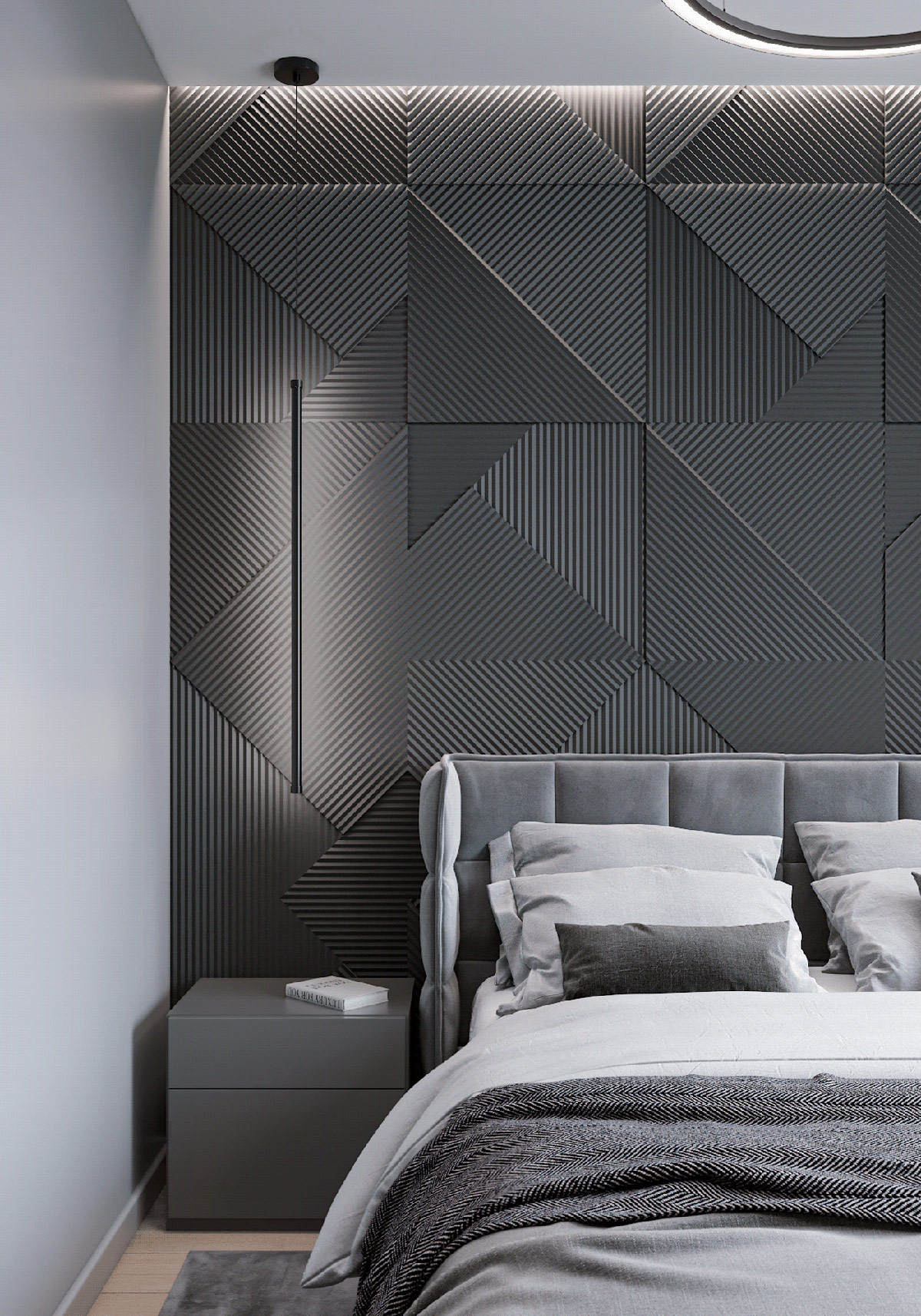 grey tufted headboard | Interior Design Ideas
