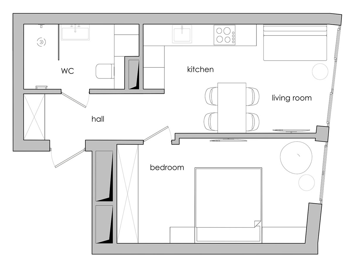 Decorativo Vs Minimalista: Dos casas de menos de 50 m2 (con planos de planta)