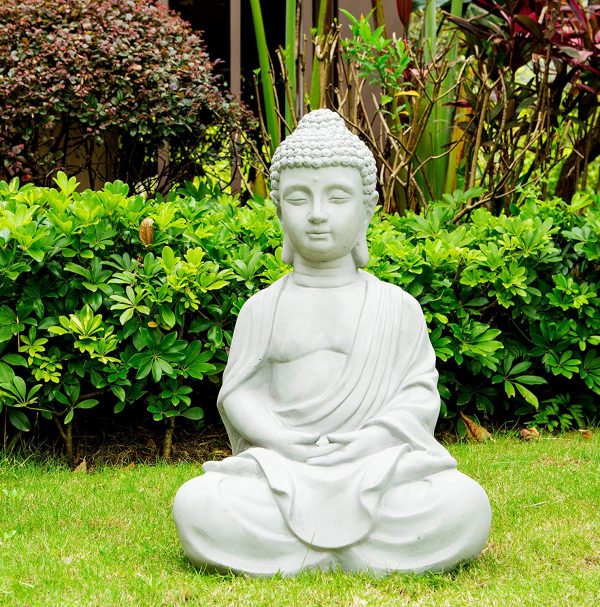 Serene Medium Buddha Statue-White M FORLONG FL6015 Buddha Statue，Idol，Decorative Figurine Praying Buddha Statue 