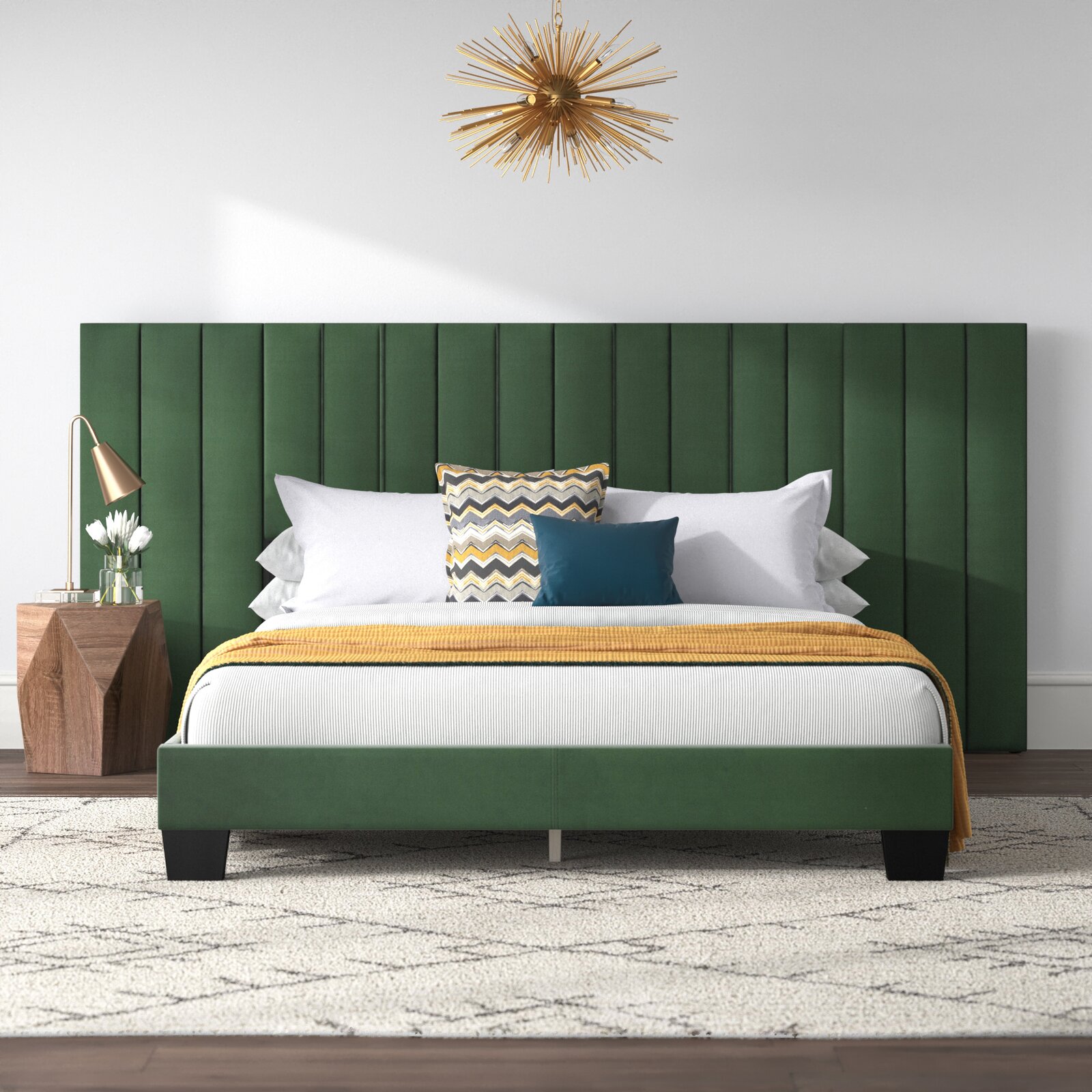 Emerald Green Upholstered Bed King With, Green King Headboard