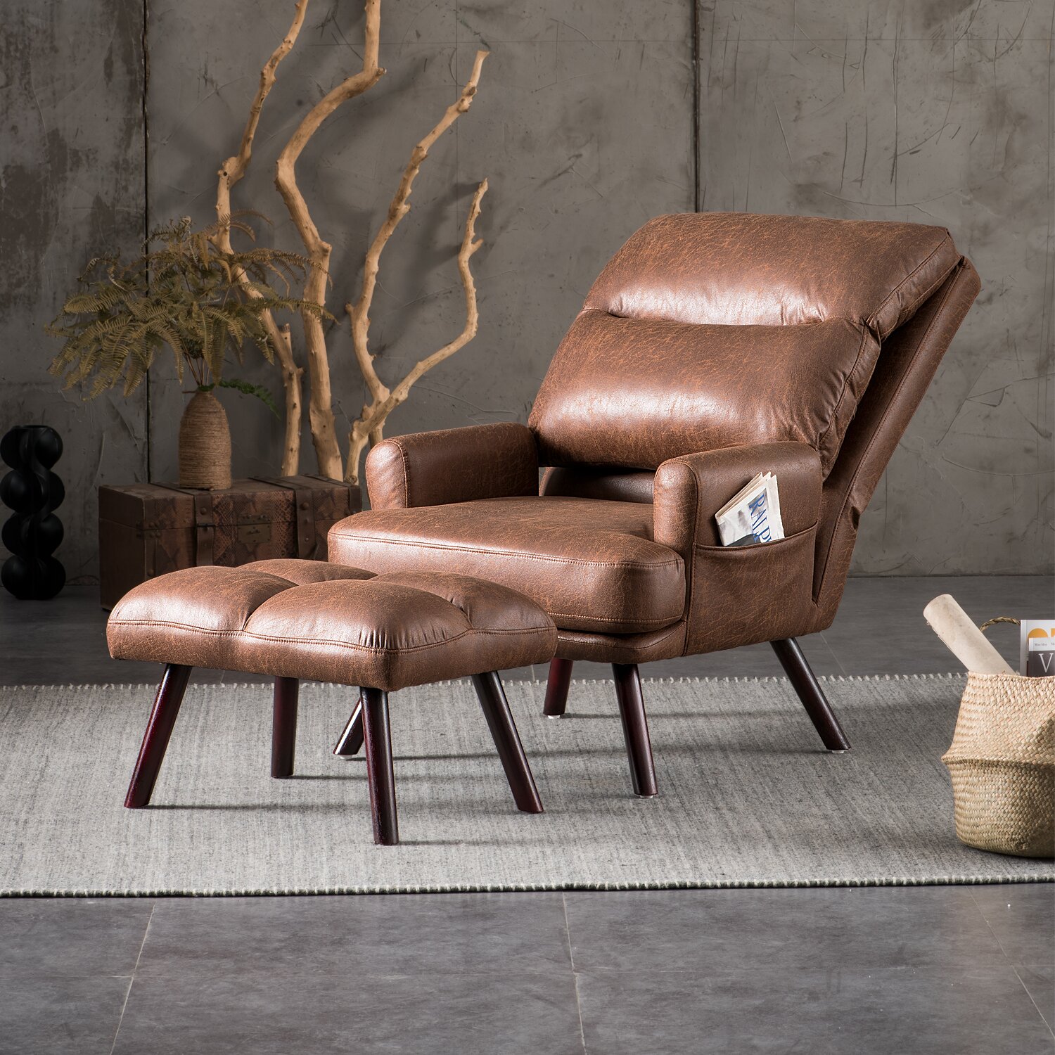 Leather Recliner Chair With Ottoman, Modern Leather Recliner With Ottoman