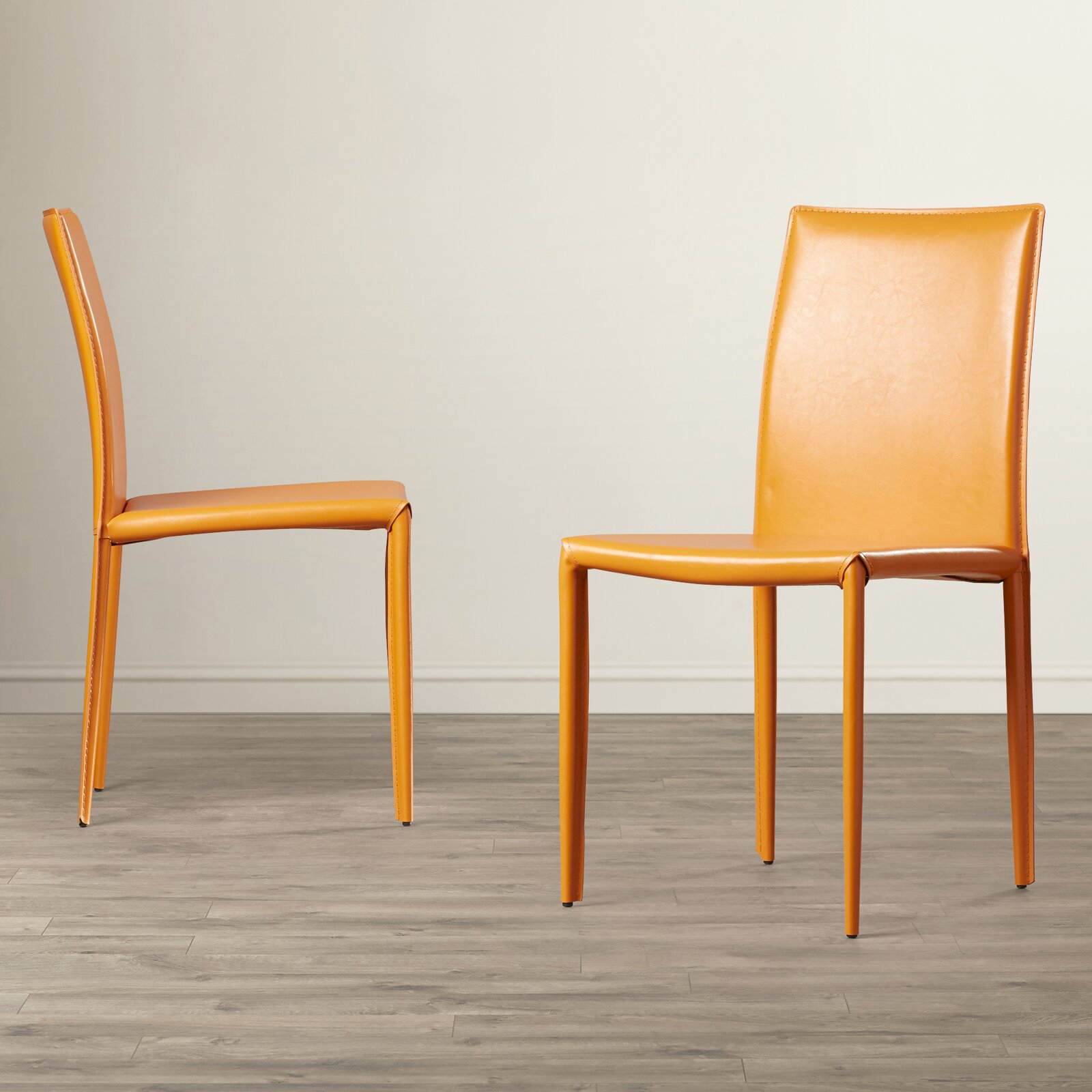 Modern Parsons Dining Chairs, Orange Leather Chairs Dining