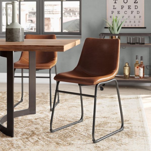 Industrial Dining Chairs With Arms, Faux Leather Dining Room Chairs With Arms