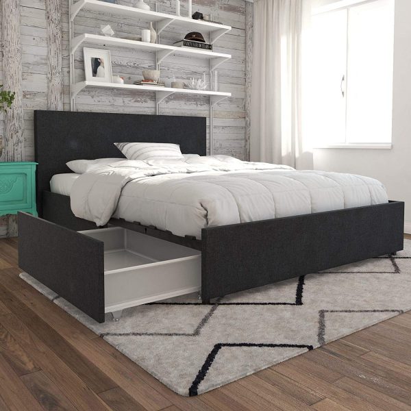51 Upholstered Beds To Crown Your, Upholstered King Bed Frame With Storage Drawers