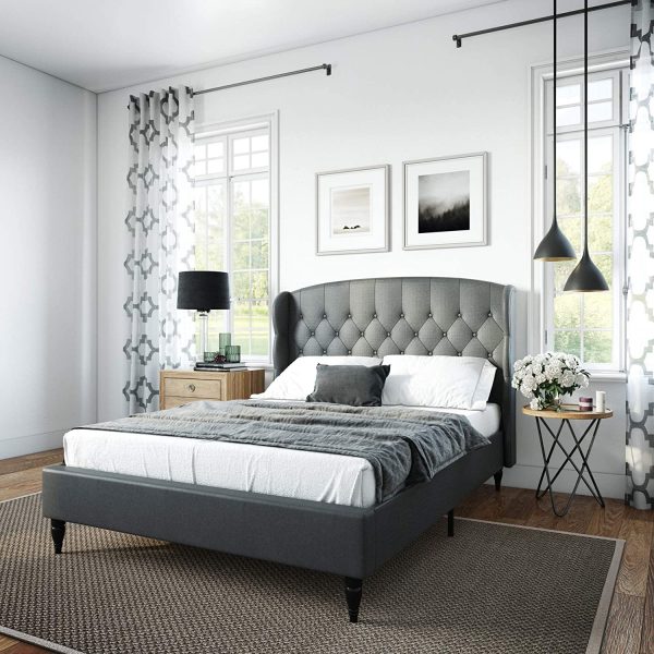 51 Upholstered Beds To Crown Your, Dark Grey Headboard Queen Bedroom