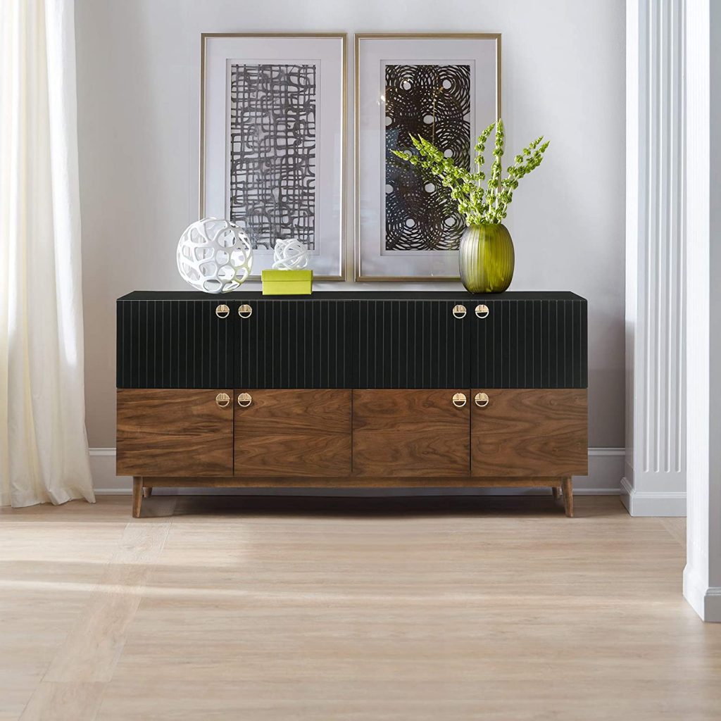 modern sideboard buffet wood with black details unique mid-century