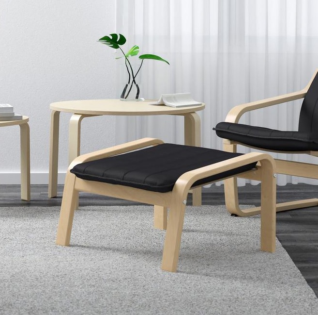 Ikea Poang Footstool Black Cushion For, Wooden Footstool Ikea