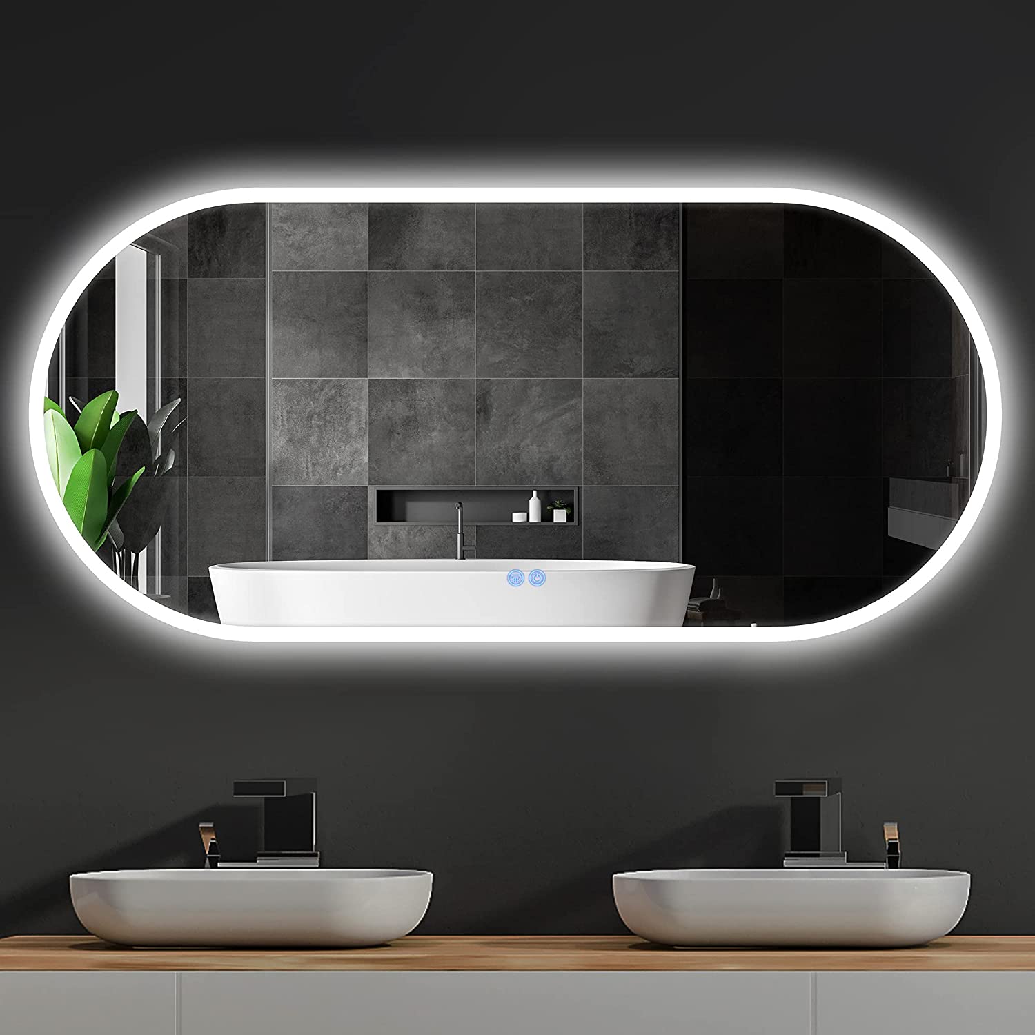 Large Oval Lighted Bathroom Mirror, Large Oval Vanity Mirror For Bathroom