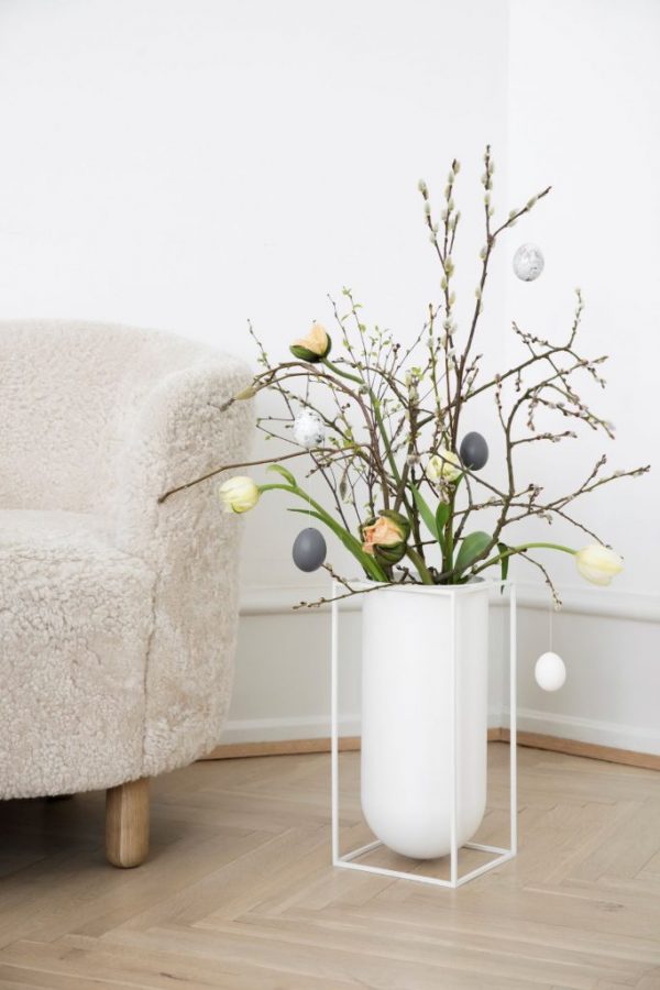 Modern Decorative White and Gray Small Flower Vase Contemporary Accent 