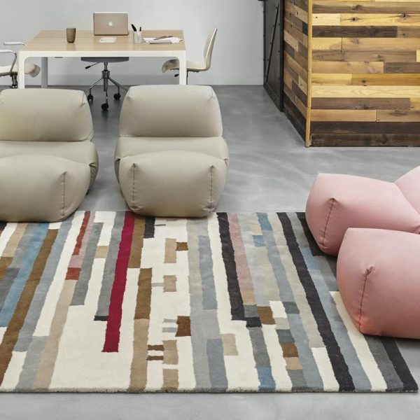 51 Large Area Rugs To Underscore Your, Beige Modern Striped Wool Area Rug