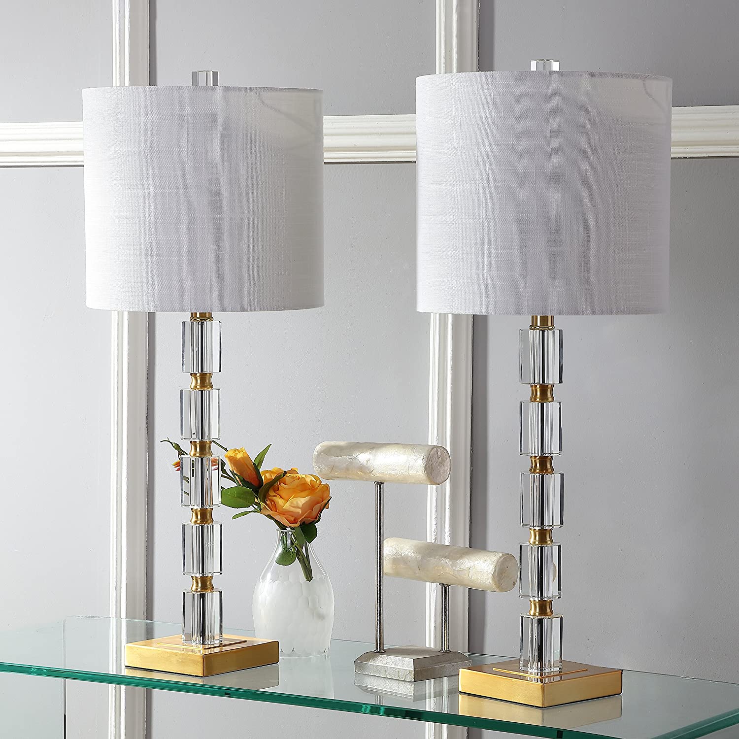 Crystal Base Luxury Decor Inspiration, Set Of Two Crystal Table Lamps