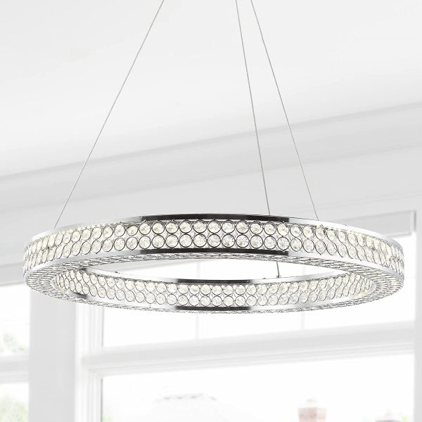 51 Circle Chandeliers That Put A Modern, Crystal Glass 5 Light Luxury Chandelier Chrome Ceiling Fixture Glam