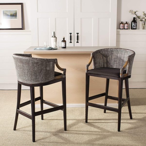 51 Wooden Bar Stools For Timeless, White Leather Barrel Back Counter Stools With Silver Nailhead Trim