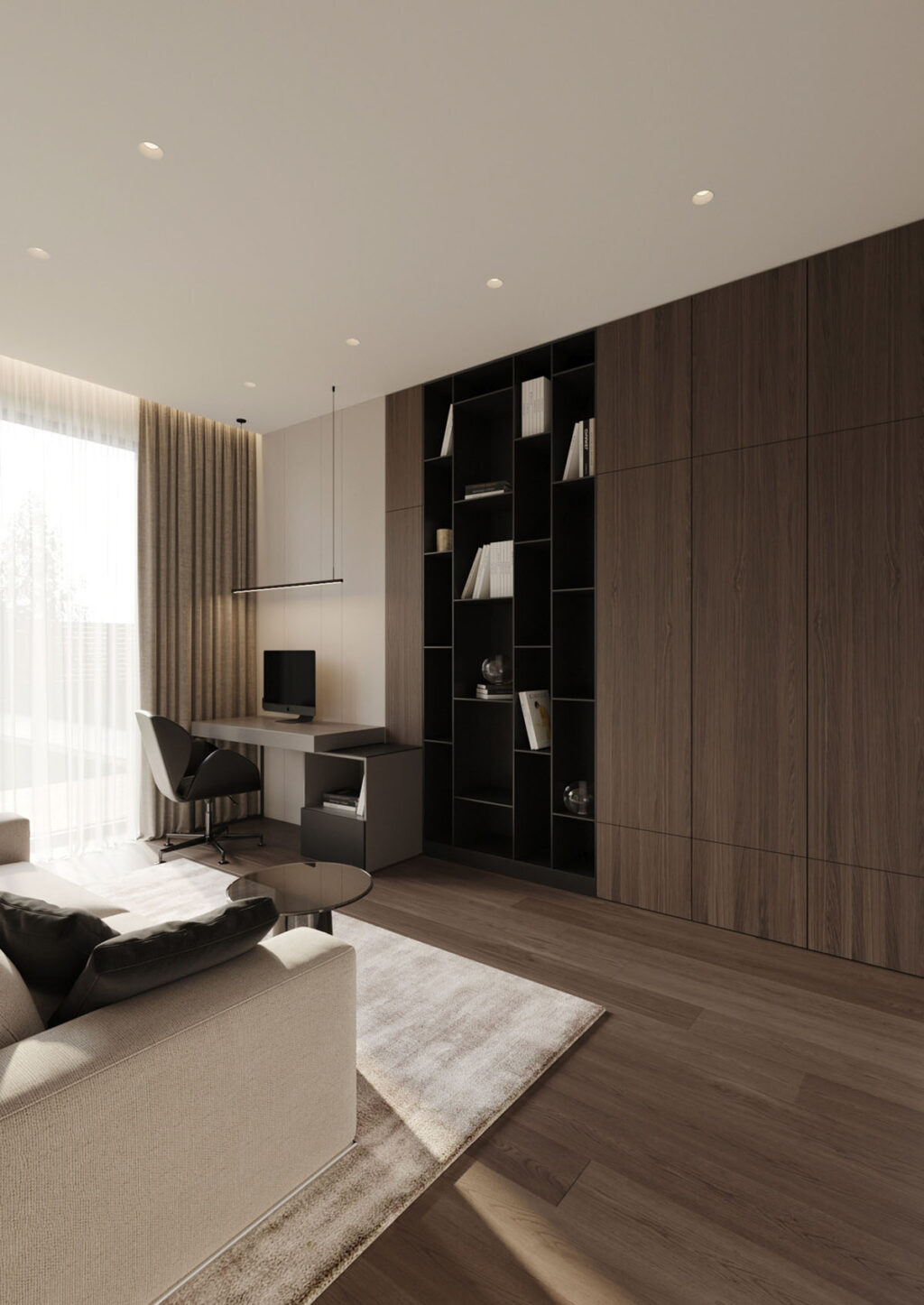 Smooth Interior Luxury Home With Smooth Wood and Travertine Interior
